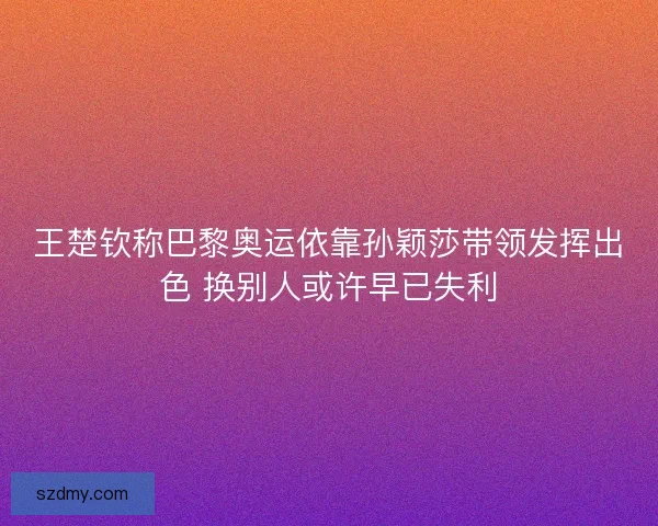 王楚钦称巴黎奥运依靠孙颖莎带领发挥出色 换别人或许早已失利