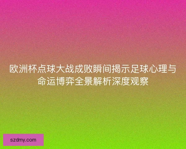 欧洲杯点球大战成败瞬间揭示足球心理与命运博弈全景解析深度观察