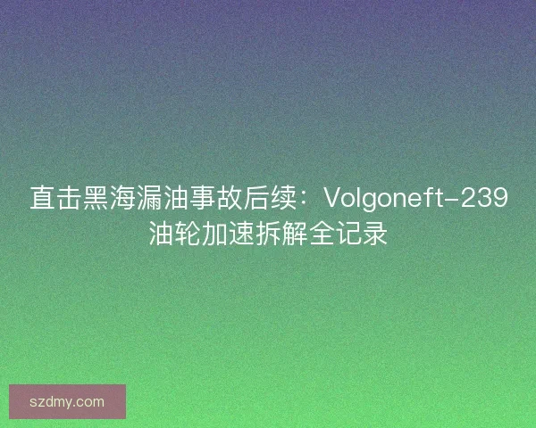 直击黑海漏油事故后续：Volgoneft-239油轮加速拆解全记录