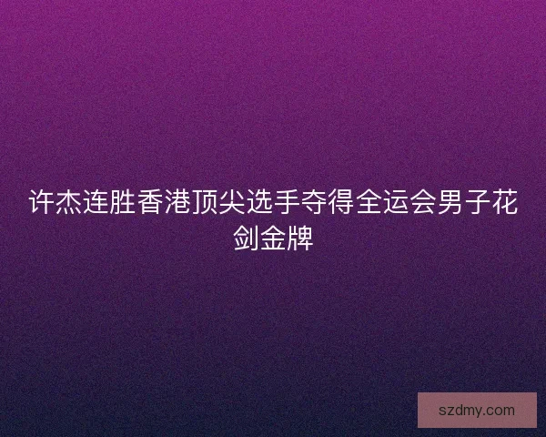 许杰连胜香港顶尖选手夺得全运会男子花剑金牌
